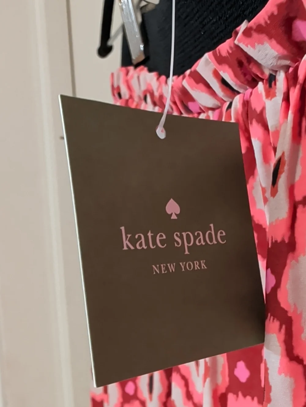 NWT Kate Spade Posy Ikat Silk Blend Pleated Elastic Waist Skirt Pink Red Small